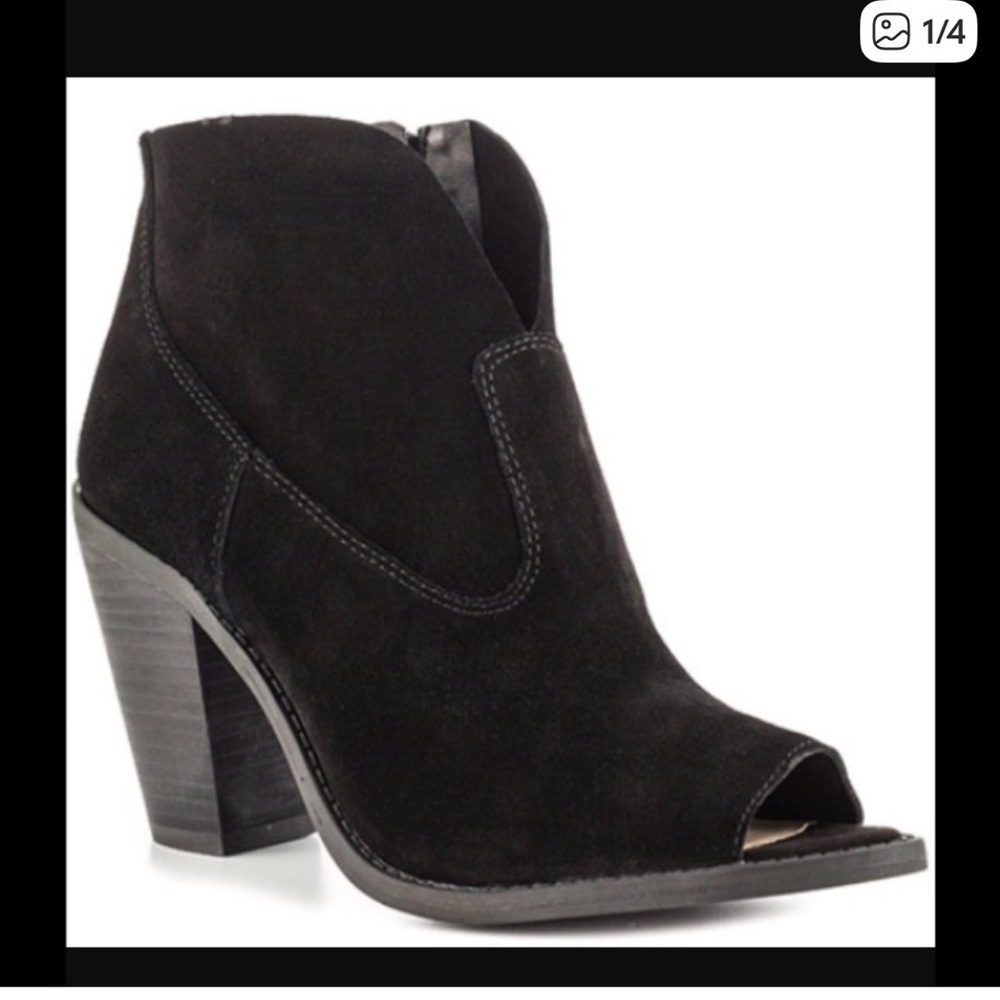 Jessica Simpson Black Suede Peep-Toe Ankle Booties